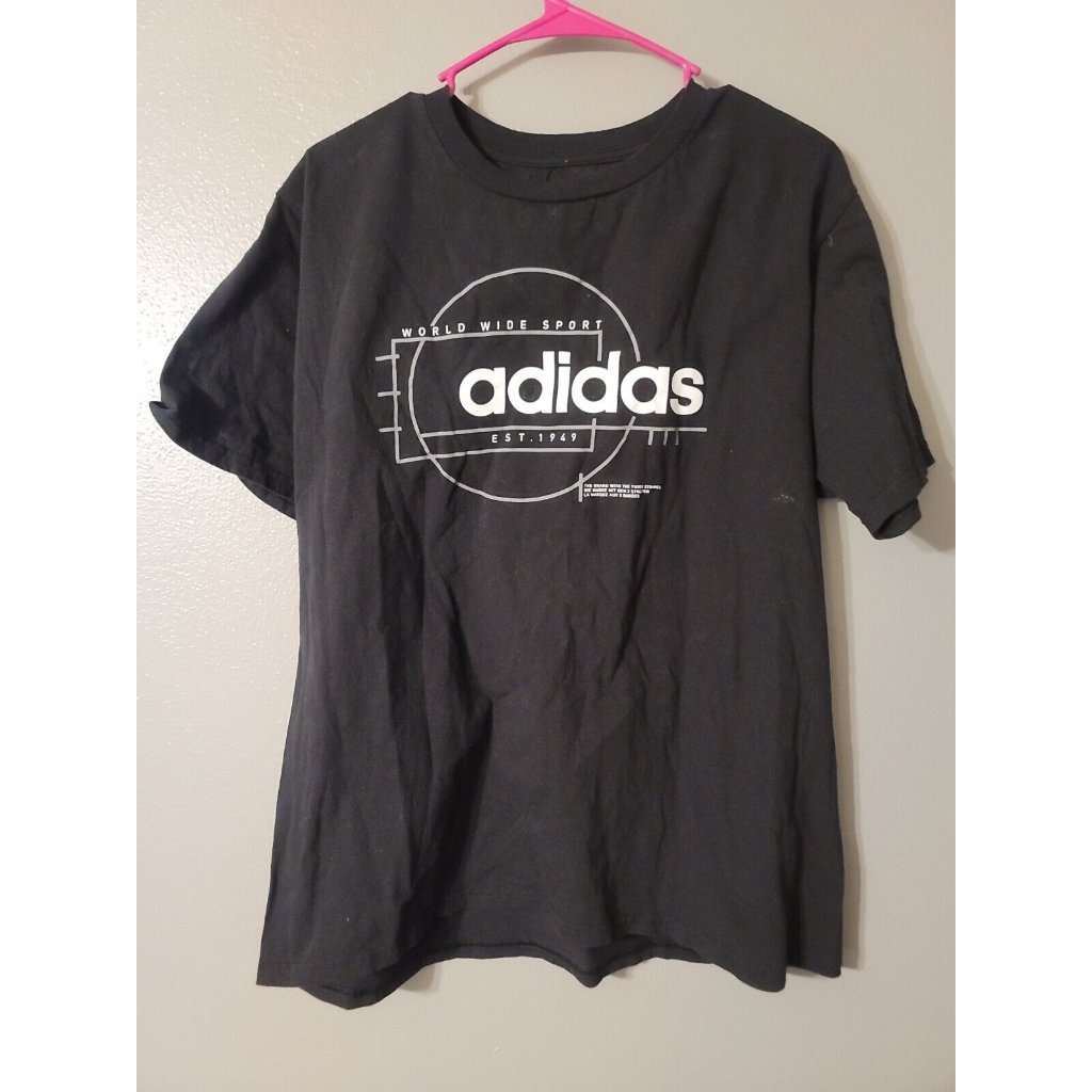 Adidas Go To Tee Black Graphic Short Sleeve T Shirt Size L